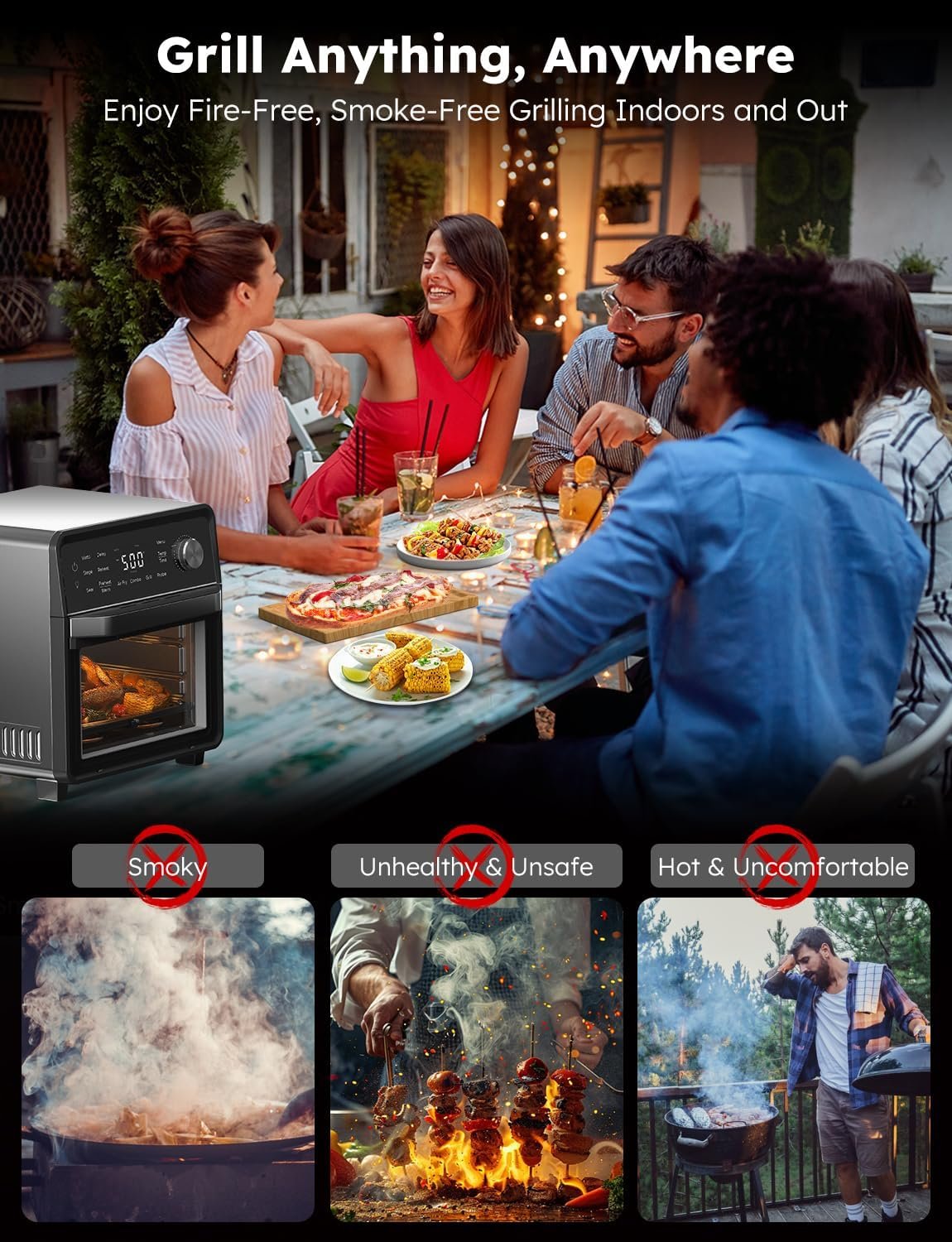 Nuwave Plug-In Grill Air Fryer Oven Combo w/Sheath Heaters, Authentic Char Flavor, 2024 New Convection System, 2X More Even, 100 Presets, Smarter Probe, 50-550°F, Stainless Steel - Image 9