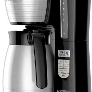 BLACK+DECKER 12-Cup Thermal Programmable Coffee maker, Brew Strength Selector, Auto-clean, Black and Silver