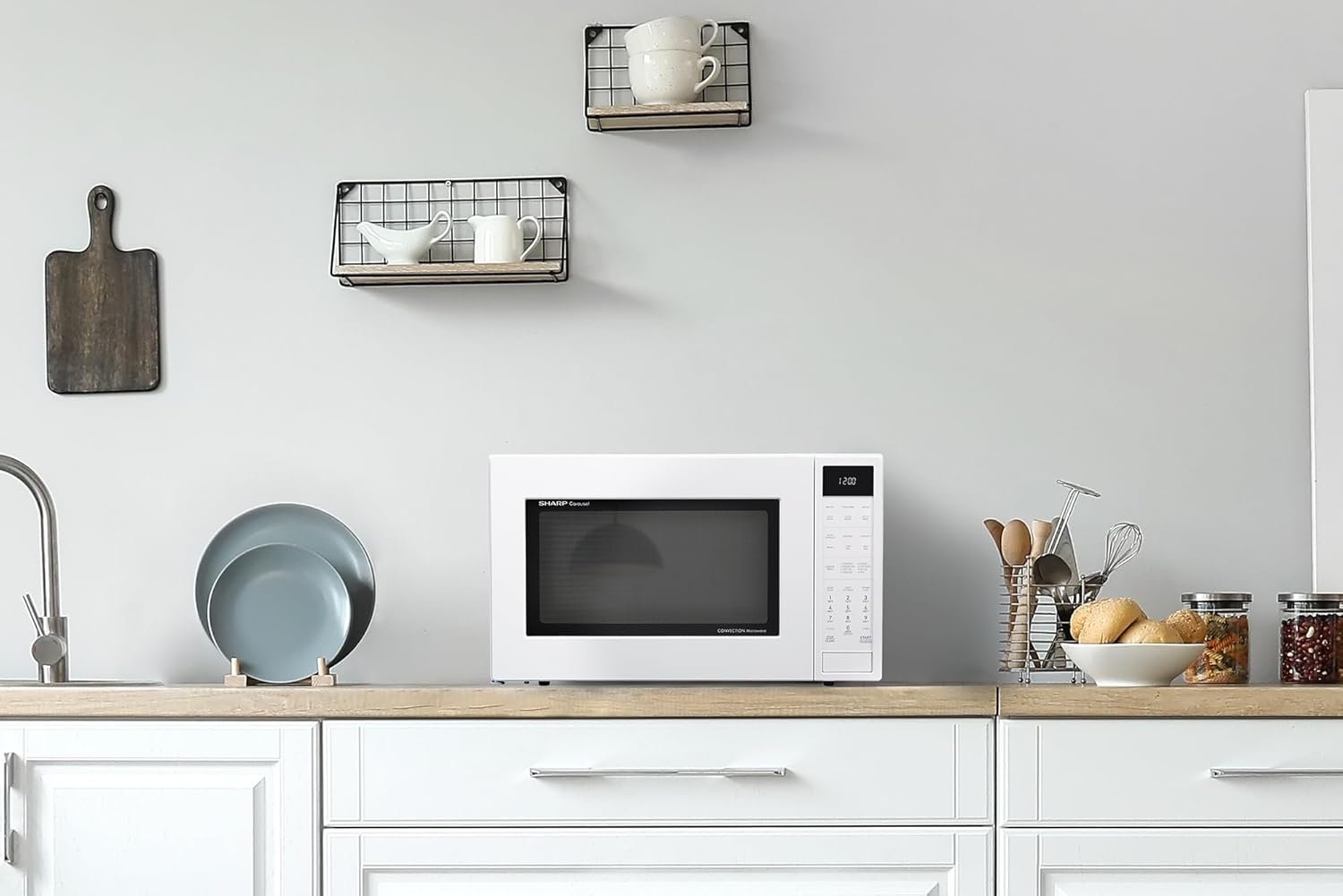 SHARP Convection Countertop Microwave Oven with Removeable 15.4" Carousel Turntable, 1.5 Cubic Feet, 900 Watt, Sensor Cooking, White - Image 9