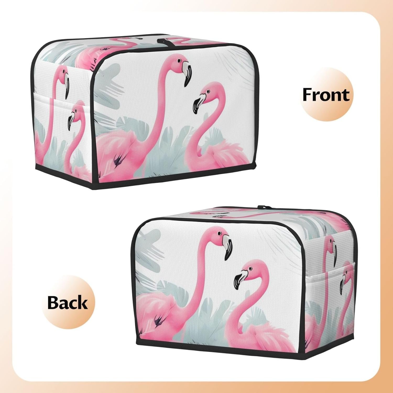 Pink Flamingo 2 Slice Toaster Covers Quilted Bread Maker Cover Small Appliance Cover With Handle For Home Table Kitchen Decor - Image 3