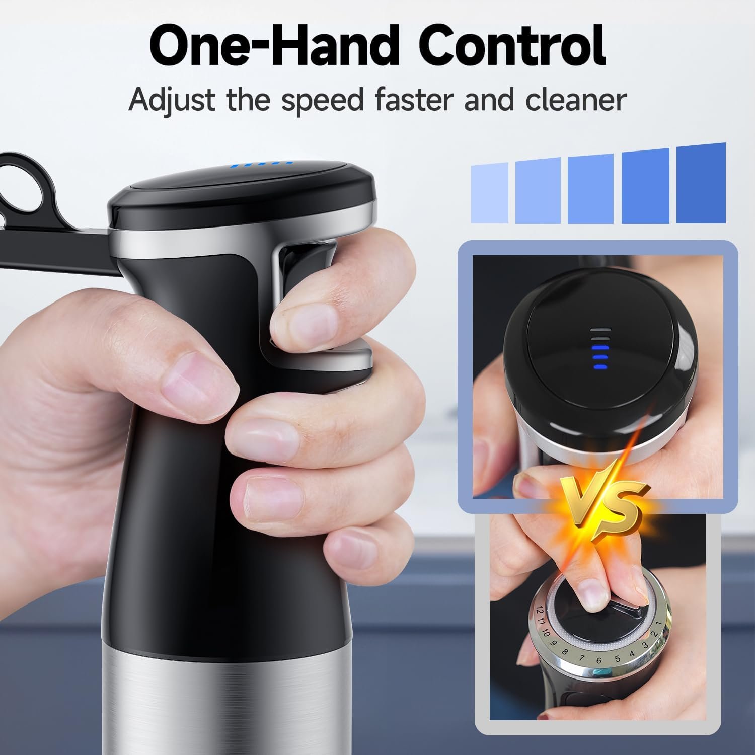 Immersion Hand Blender 5 in 1: 800W Electric Blender Handheld Stick Mixer with Trigger Control Grip, Emulsion Blenders for Kitchen Soup, Mayo, Smoothie and Baby Food, with Chopper, Whisk and Frother - Image 3