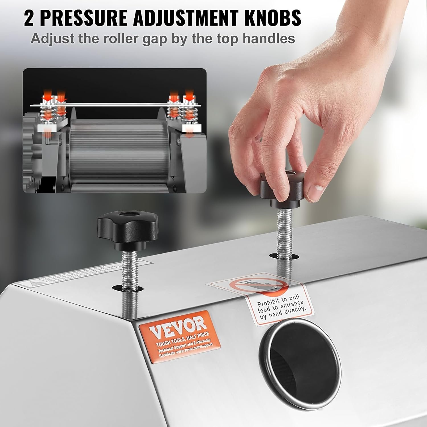 VEVOR Commercial Sugar Cane Juicer, 110LBS/H High Output Sugarcane Juicer Machine with 3 Stainless Steel Rollers, 2.4" Large Inlet, Manual Sugarcane Juice Extractor Squeezer for Home/Commercial Use - Image 5