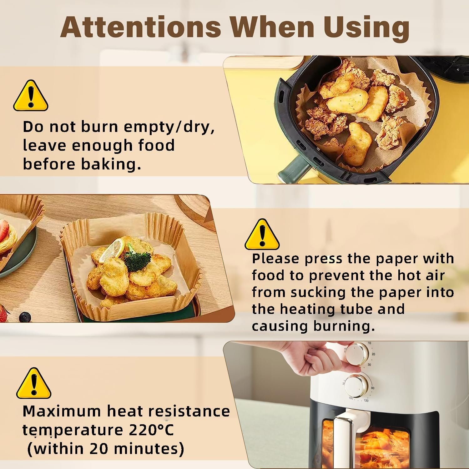 Square Air Fryer Disposable Paper Liner - 8 Inches 100 Pcs Square Shaped, Oil & Water Resistant Parchment Paper Liners, Fit for 5-8 QT Air Fryer, Microwave, Non-Stick Basket and Pans - Image 5