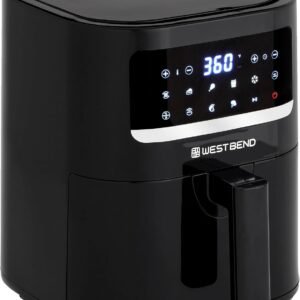 West Bend Compact Air Fryer 5-Quart Capacity with Digital Controls LCD Display and 10 Cooking Presets with Shake Reminder, Nonstick Frying Basket, 1500-Watts, Black
