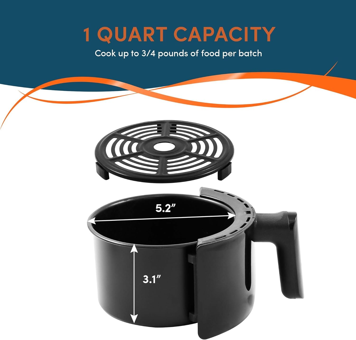 Elite Gourmet EAF-1121X Personal 1.1 Qt. Compact Space Saving Electric Hot Air Fryer Oil-Less Healthy Cooker, Timer & Temperature Controls, 1000W Black - Image 3