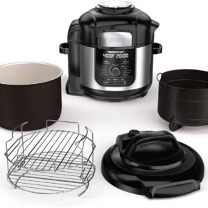 Ninja FD401 LP3 Foodi 12-in-1 Deluxe XL 8 qt. Pressure Cooker & Air Fryer that Steams, Slow Cooks, Sears, Sautés, Dehydrates & More, with 5 qt. Crisper Basket, Reversible Rack & Recipe Book, Silver