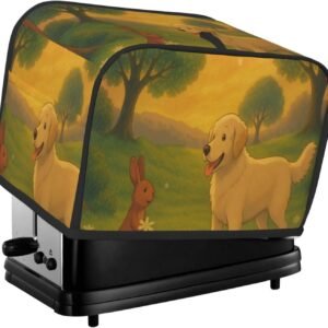 2-Slice Toaster Cover Easter Bunny Dog,Polyester Kitchen Appliance Protector