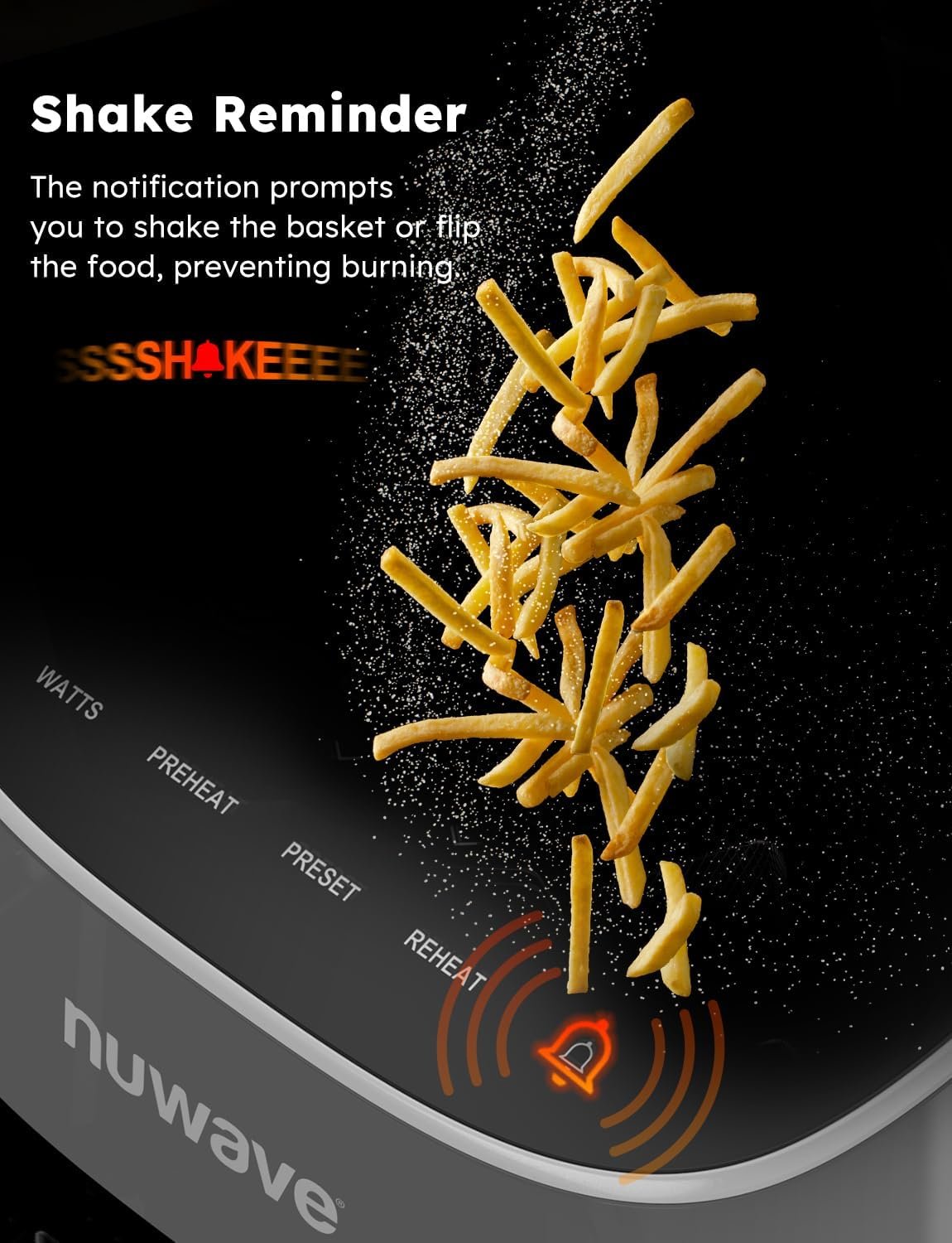 Nuwave Brio Plus 8 Qt Air Fryer, PFAS Free, New & Improved, Digital Touch Screen, Cool White Display, 50°F~400°F in Precise 5°, 5 Cook Functions, 100 Presets & 50 Memory, 3 Wattages 700, 1500, 1800 - Image 3