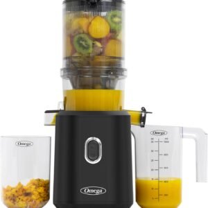 Omega Cold Press Juicer Time Saving Series Slow Masticating for Batch Juicing Vegetable and Fruit Juice Extractor with Extra Large Hopper for Less Prep, 150-Watts, Black