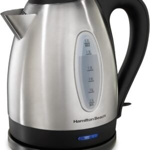 Hamilton Beach Electric Tea Kettle, Water Boiler & Heater, 1.7 Liter, Cordless Serving, 1500 Watts for Fast Boiling, Auto-Shutoff and Boil-Dry Protection, Stainless Steel (40880)