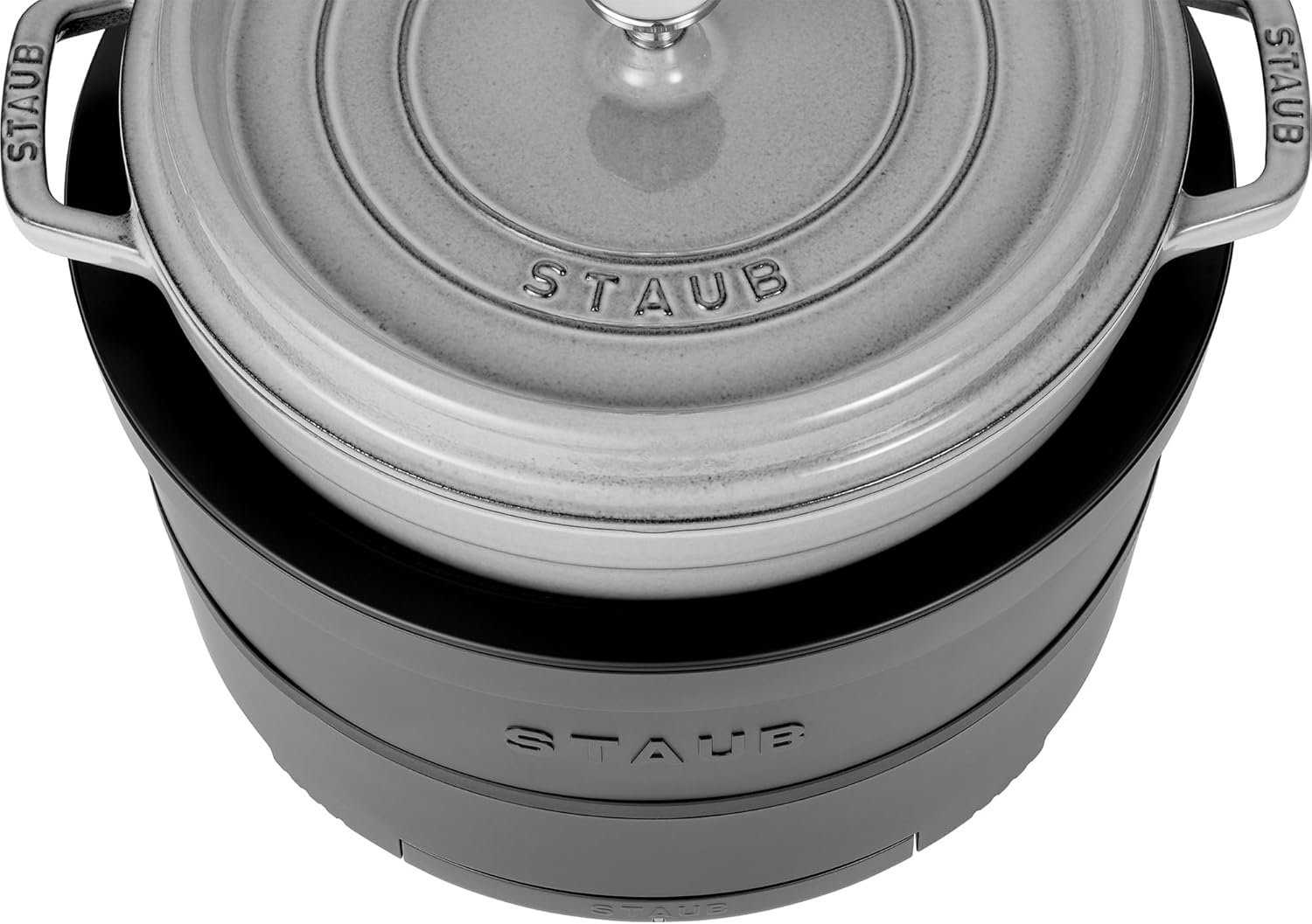 Staub Precision Induction Multi Cooker: Braise, Brown, Steam, Slow Cook and Warm with your Staub Dutch Oven, Matte Black, Dutch Oven Sold Separately - Image 4