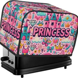 2-Slice Toaster Cover Princess Castle Crown,Polyester Kitchen Appliance Protector