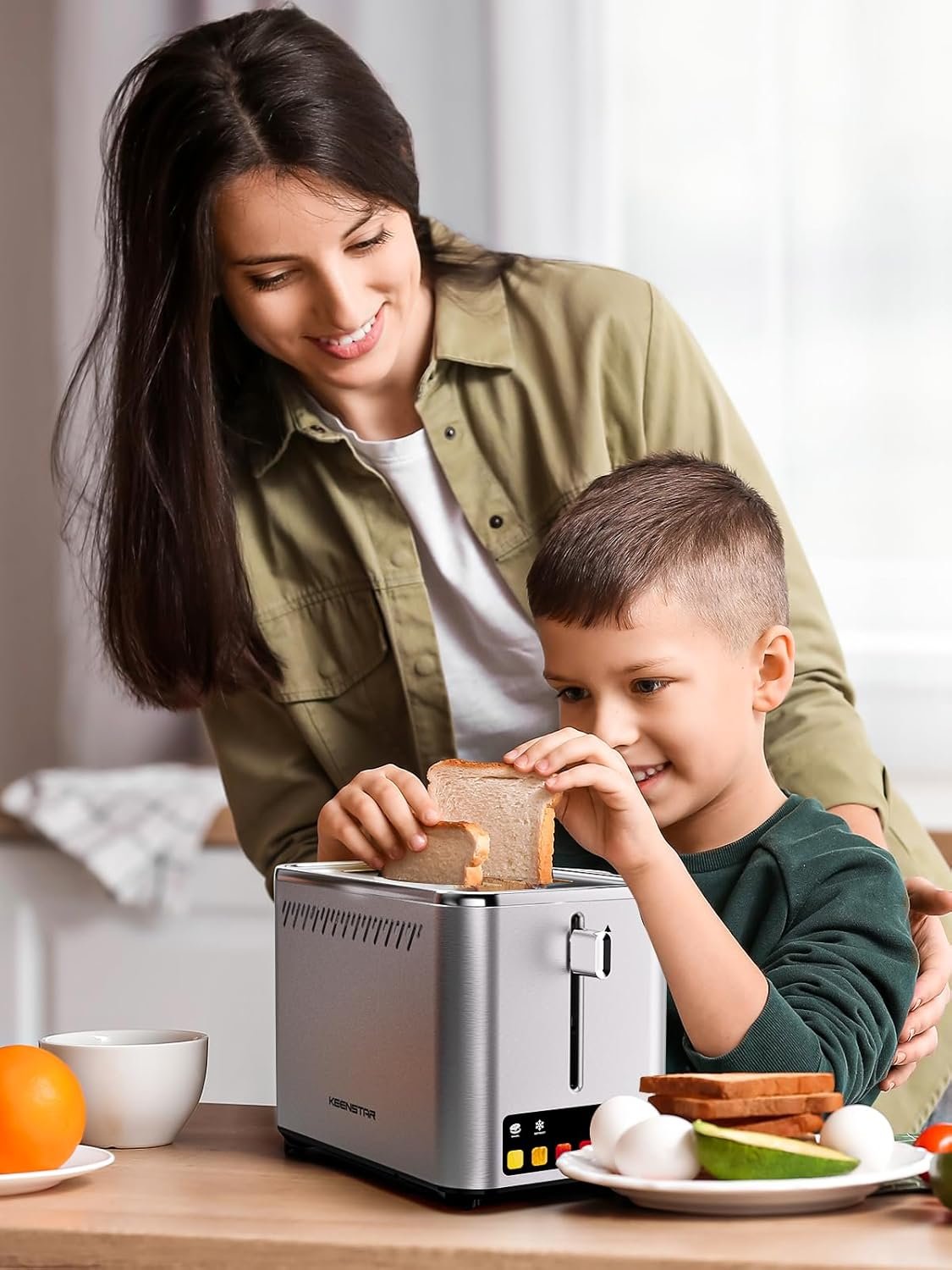 Touch Screen 2-Slice Toaster with 6 Browning Levels, Bagel & Defrost Mode, Wide 1.5" Slots, Stainless Steel, Removable Crumb Tray, Even Toasting, 850W Smart Toaster for Bagels & Waffles - Image 7