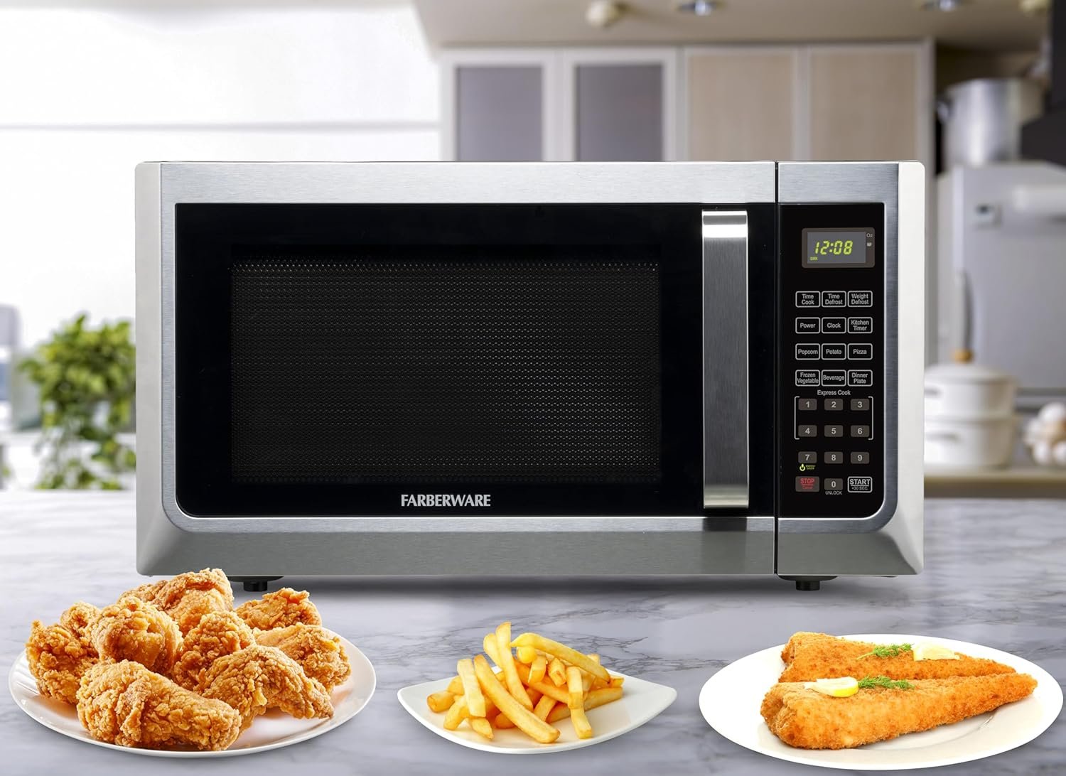 Farberware Countertop Microwave 1100 Watts, 1.3 cu ft - Microwave Oven With LED Lighting and Child Lock - Perfect for Apartments and Dorms - Easy Clean Stainless Steel - Image 6