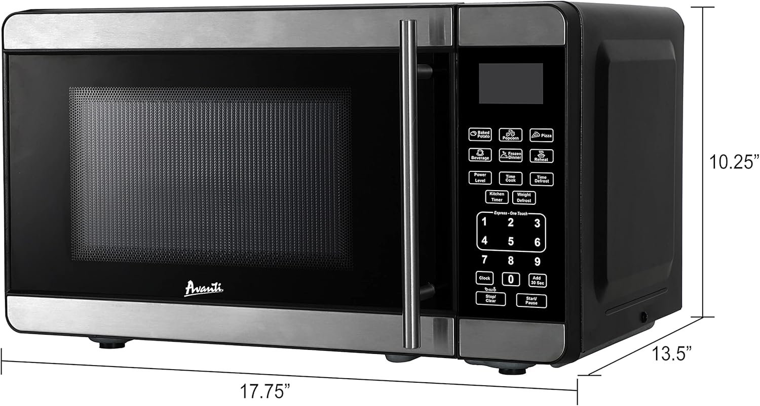Avanti MT7V3S Microwave Oven 700-Watts Compact with 6 Pre Cooking Settings, Speed Defrost, Electronic Control Panel and Glass Turntable, 0.7-Cu.Ft, Metallic - Image 6