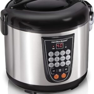 Hamilton Beach Digital Programmable Rice and Slow Cooker & Food Steamer, 20 Cups Cooked (10 Cups Uncooked), 14 Pre-Programmed Settings for Sear Sauté, Hot Cereal, Soup, Nonstick Pot, Stainless Steel