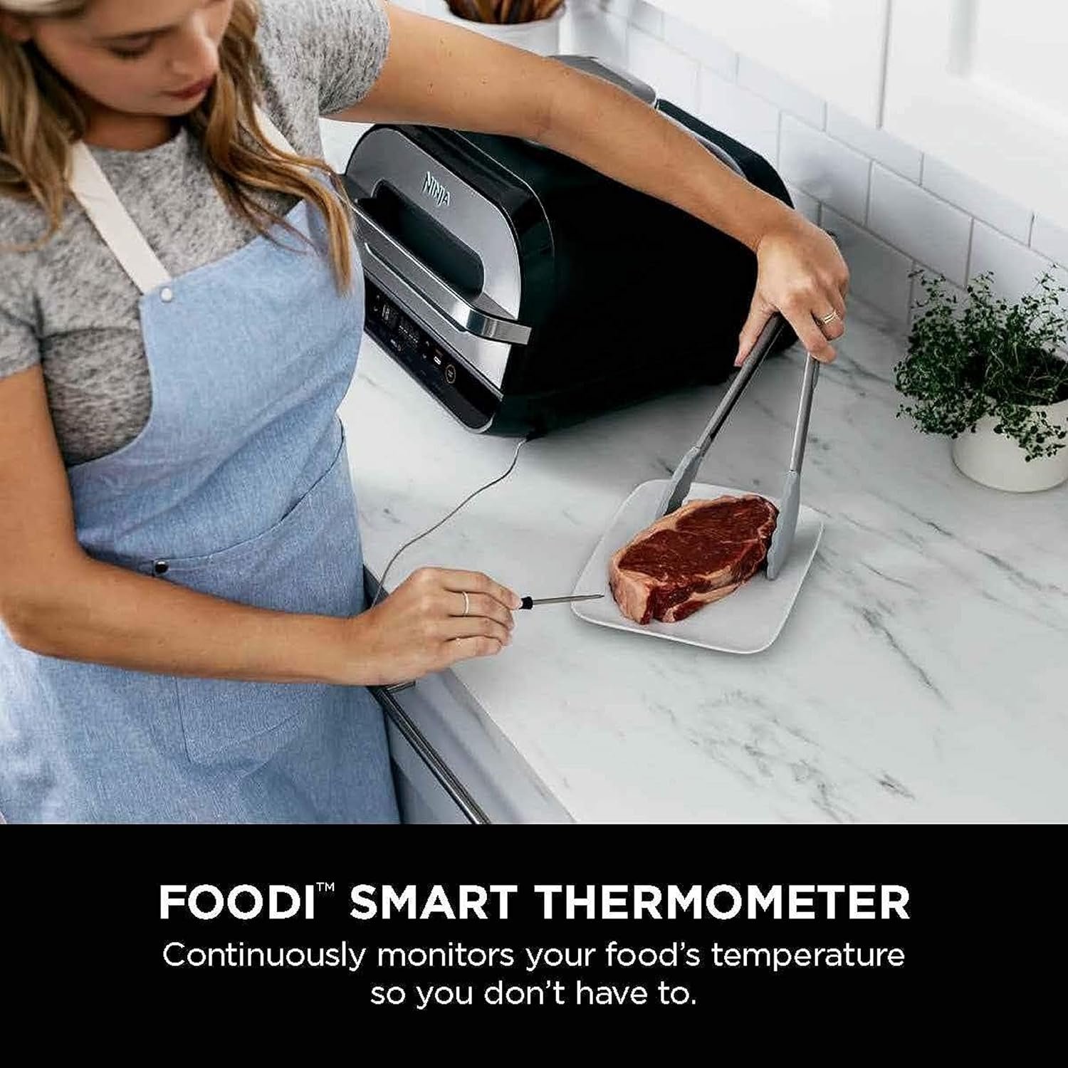 Ninja Indoor Grill, Foodi Smart XL 6-in-1 Indoor Grill with Air Fry, Roast, Bake, Broil & Dehydrate, Smart Thermometer, Black/Silver, FG551 - Image 7