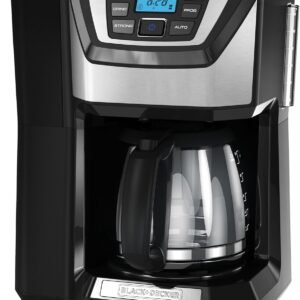 BLACK+DECKER 12-Cup Mill and Brew Coffee Maker, Automatic Grind and Brew Drip Coffee Machine, Programmable, Sneak-A-Cup, Reusable Filter.