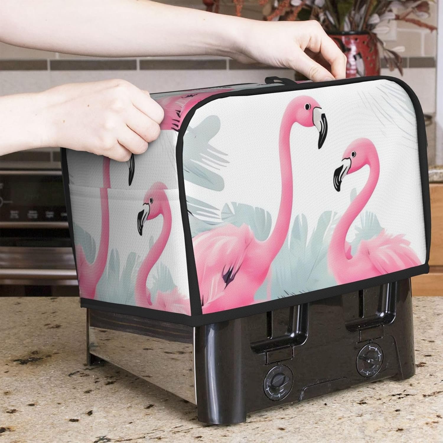 Pink Flamingo 2 Slice Toaster Covers Quilted Bread Maker Cover Small Appliance Cover With Handle For Home Table Kitchen Decor - Image 7