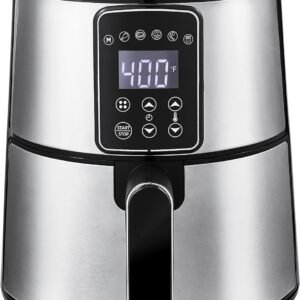 Crux 3QT Digital Air Fryer, Faster Pre-Heat, No-Oil Frying, Fast Healthy Evenly Cooked Meal Every Time, Dishwasher Safe Non Stick Pan and Crisping Tray for Easy Clean Up, Stainless Steel