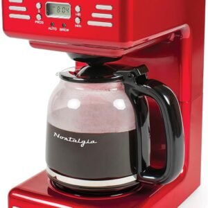Nostalgia Retro 12-Cup Programmable Coffee Maker With LED Display, Automatic Shut-Off & Keep Warm, Pause-And-Serve Function, Red