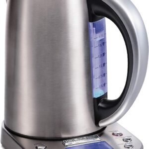 Hamilton Beach Professional Digital LCD Temperature Control Electric Tea Kettle, Water Boiler & Heater, 1.7 Liter, Fast Boiling 1500 Watts, Cordless, Auto-Shutoff & Boil-Dry Protection, Silver (41028)