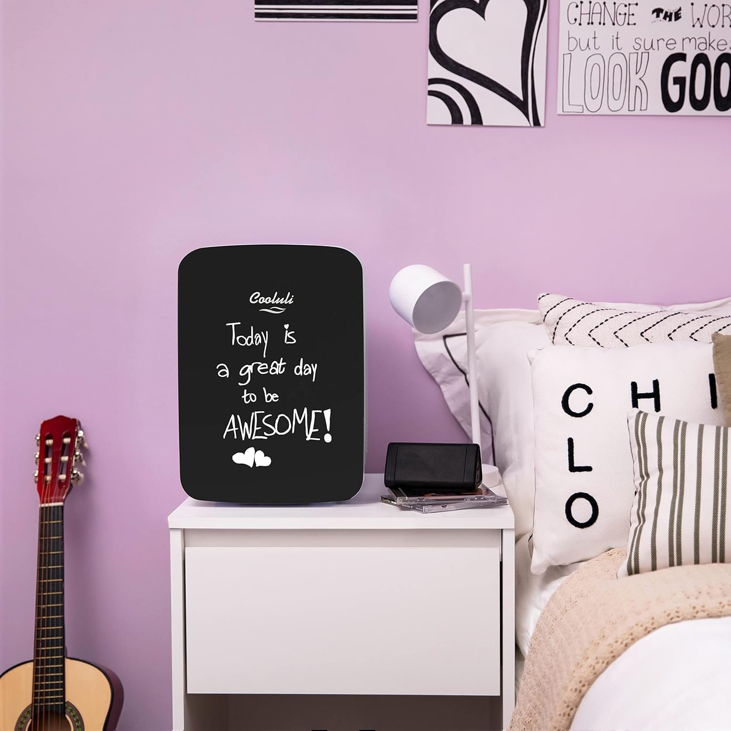 Cooluli 15L Mini Fridge for Bedroom - Car, Office Desk & College Dorm Room - 12v Portable Cooler & Warmer for Food, Drinks, Skincare, Beauty & Makeup - AC/DC Small Refrigerator with Glass Front, Black - Image 5