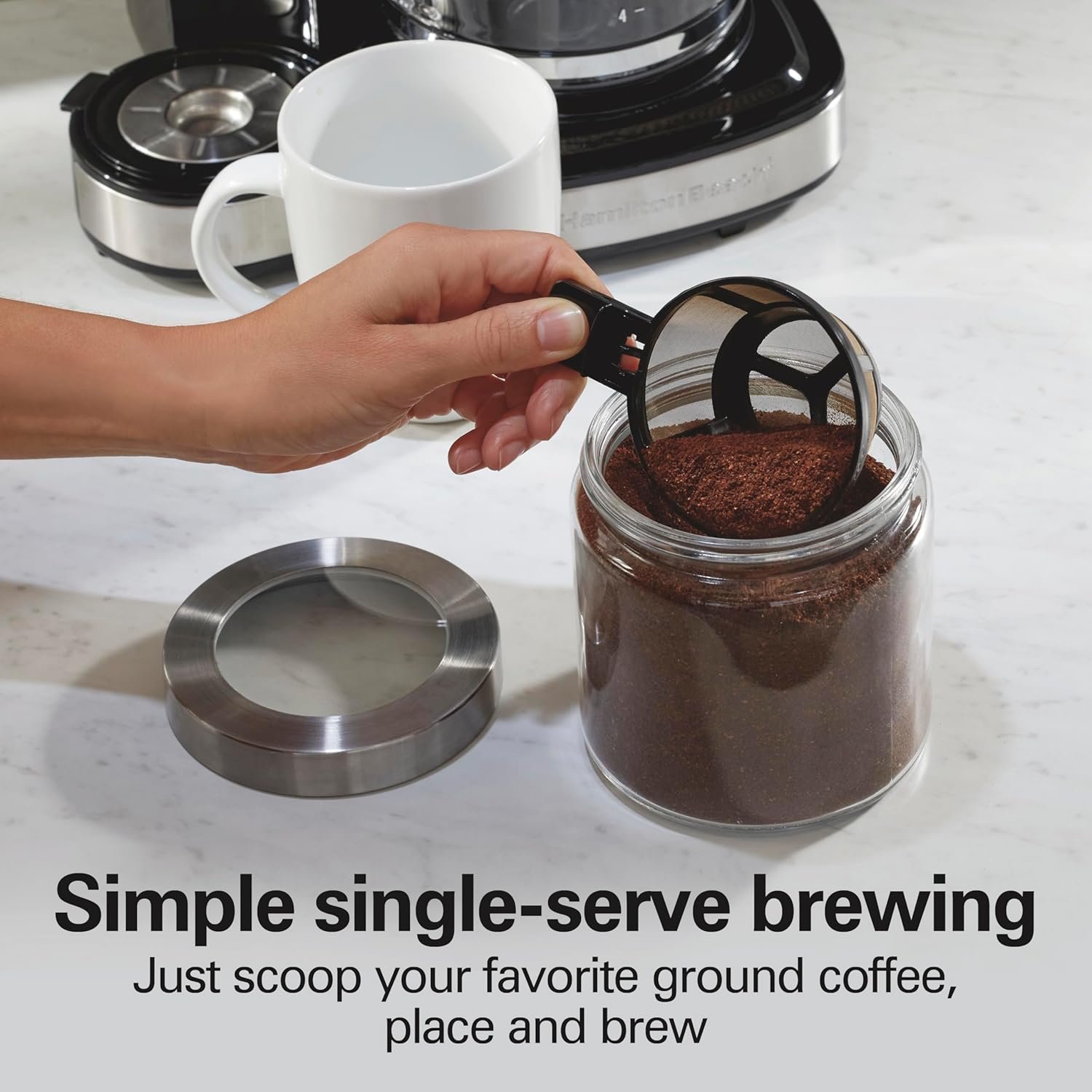 Hamilton Beach 2-Way 12 Cup Programmable Drip Coffee Maker & Single Serve Machine, Glass Carafe, Auto Pause and Pour, Black (49980R) - Image 3