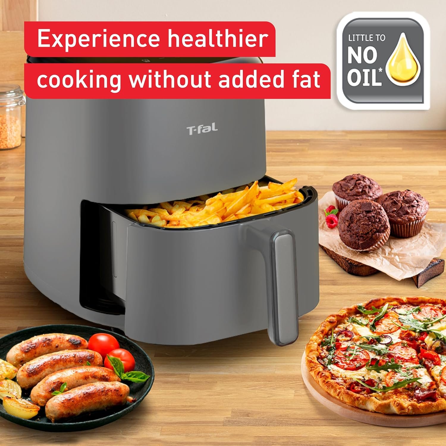 T-fal Easy Fry Max 5.3 qt Digital Air Fryer: 10 Versatile Cooking Programs, Intuitive Touchscreen, Dishwasher-Safe Basket, Fast and Healthy Cooking for Crispy Delicious Results, Grey - Image 7