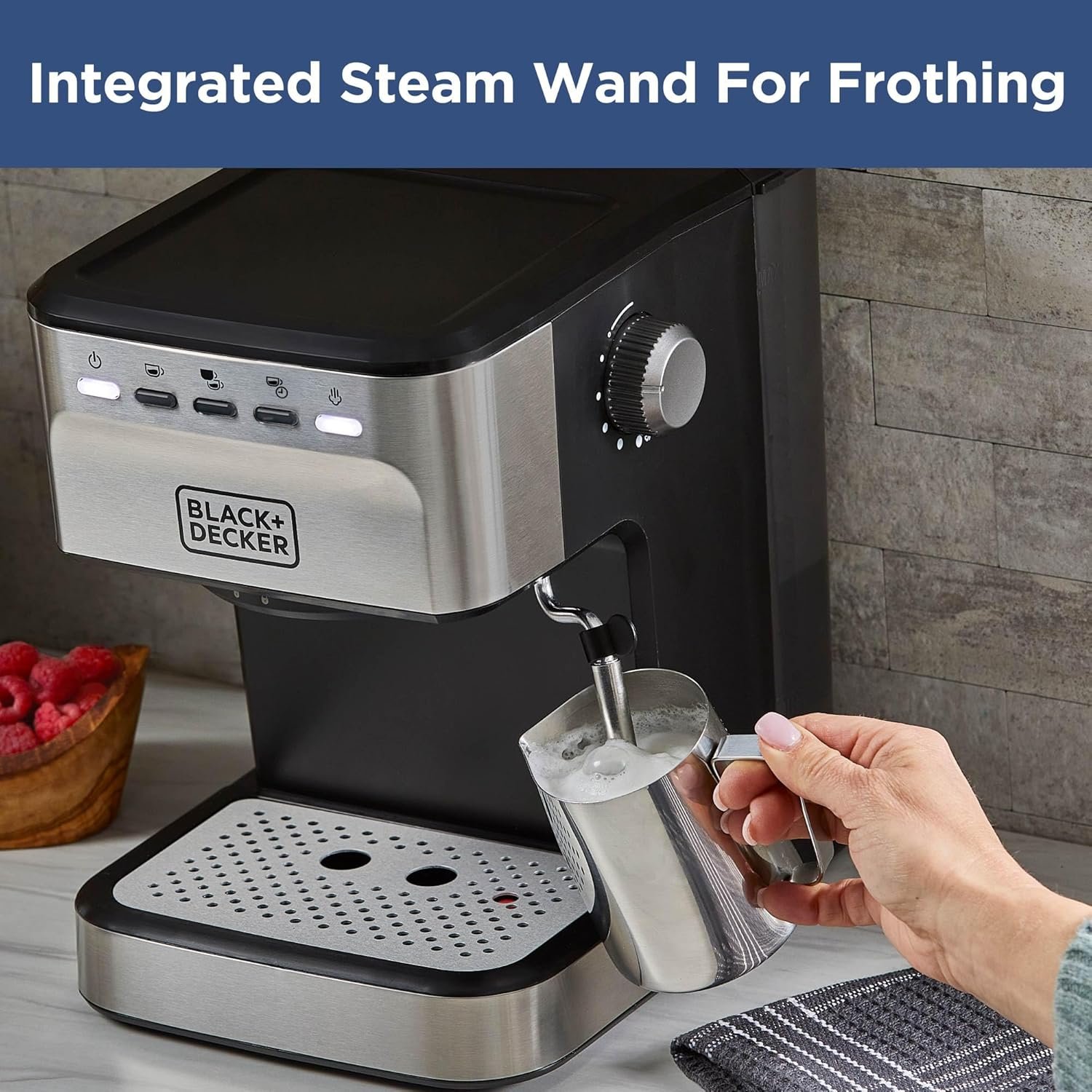 BLACK+DECKER Semi-Automatic 15 Bar Espresso and Cappuccino Maker, Versatile Machine with Ability to use Grounds or ESE Pods to Make Your Perfect Cup of Coffee - Image 5