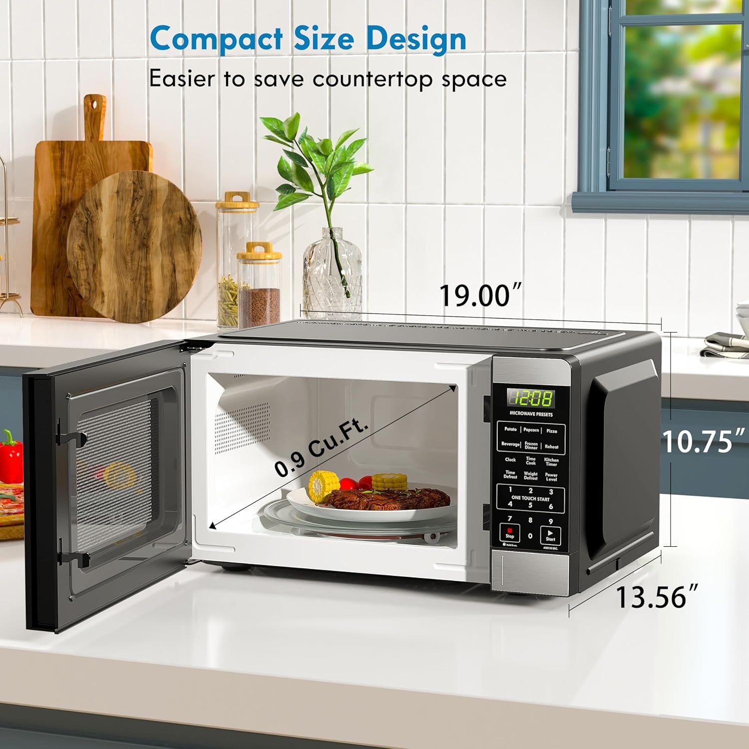 Kenmore KMCMWP09S2-09 Countertop Microwave 6 Auto-Preset Menus, Child Lock, Defrost & Express Cooking Features, 900 Watt, 0.9 Cu Ft, Stainless Steel - Image 5