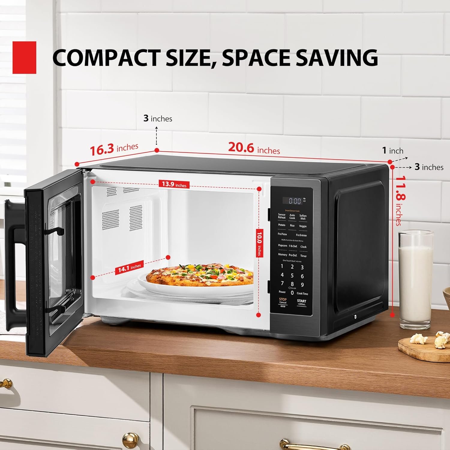 TOSHIBA ML4-EM12PA(BS) Countertop Microwave Oven with Stylish Design As Kitchen Essentials, Smart Sensor, 13 Auto Menus&Mute Function, 1.2 Cu Ft with 12.4" Turntable, 1000W, Black Stainless Steel - Image 5