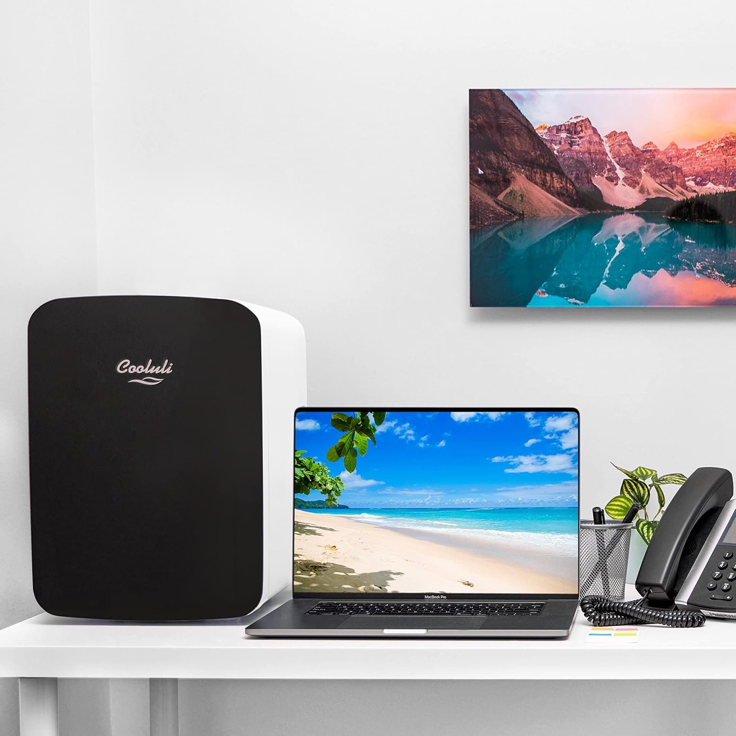 Cooluli 15L Mini Fridge for Bedroom - Car, Office Desk & College Dorm Room - 12v Portable Cooler & Warmer for Food, Drinks, Skincare, Beauty & Makeup - AC/DC Small Refrigerator with Glass Front, Black - Image 4