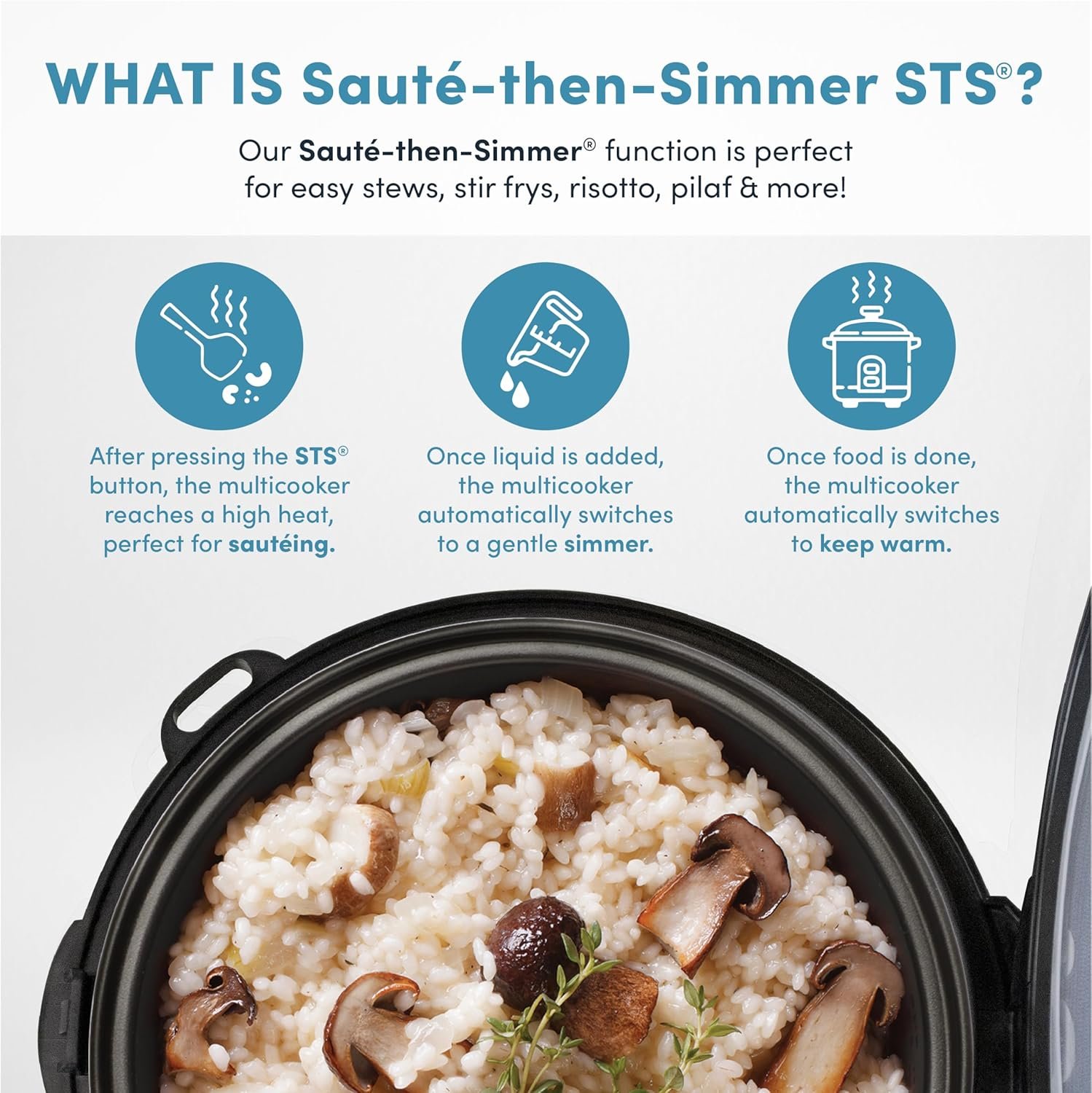 AROMA® Professional Digital Rice Cooker, 10-Cup (Uncooked) / 20-Cup (Cooked), Slow Cooker, Multicooker, Steamer, Oatmeal Cooker, Auto Keep Warm, Sauté-then-Simmer®, 4 Qt, White, ARC-1230W - Image 4