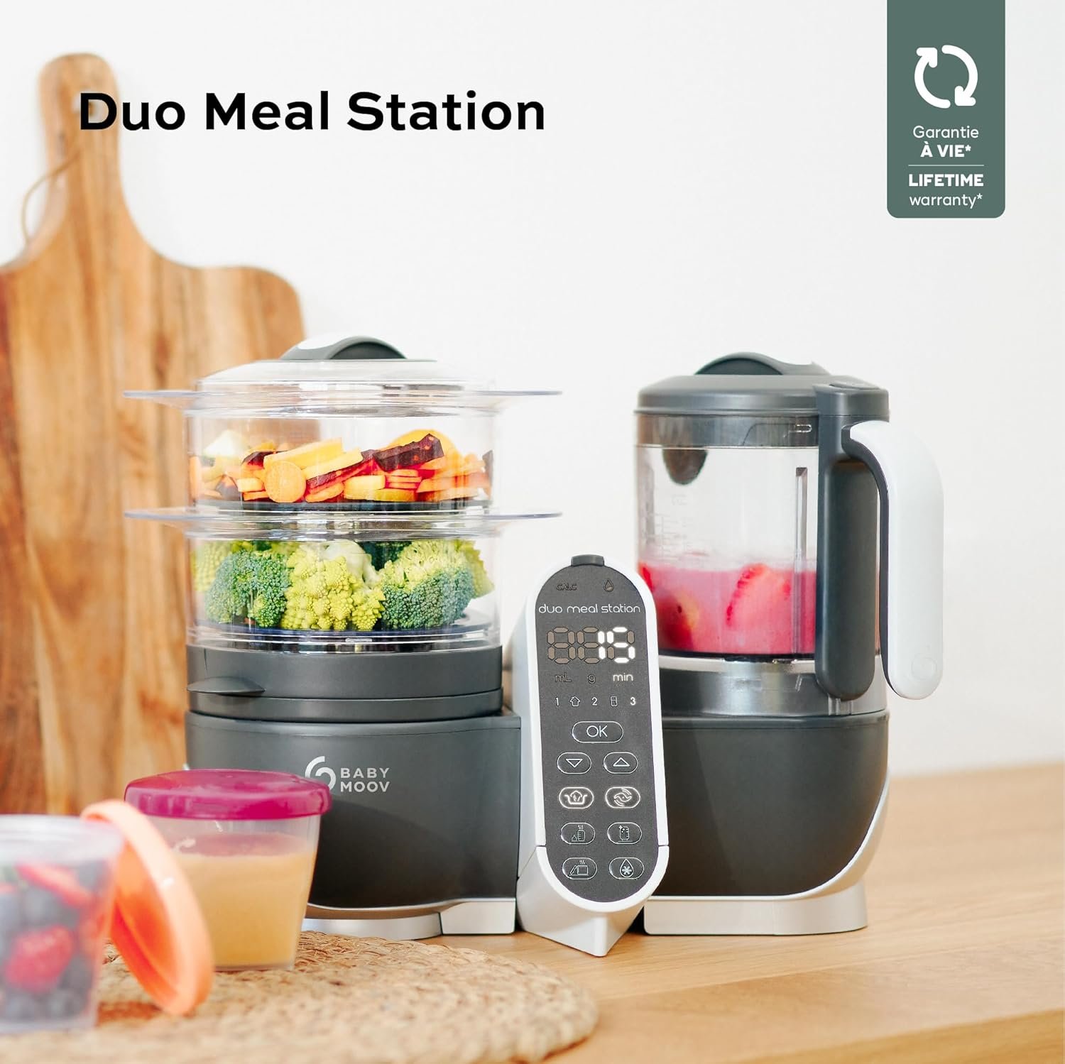 Babymoov Duo Meal Station Grey: Multi-Speed Baby Food Maker Steamer and Puree Blender, Baby Food Processor that warms & defrosts (Nutritionist Approved) - Image 3