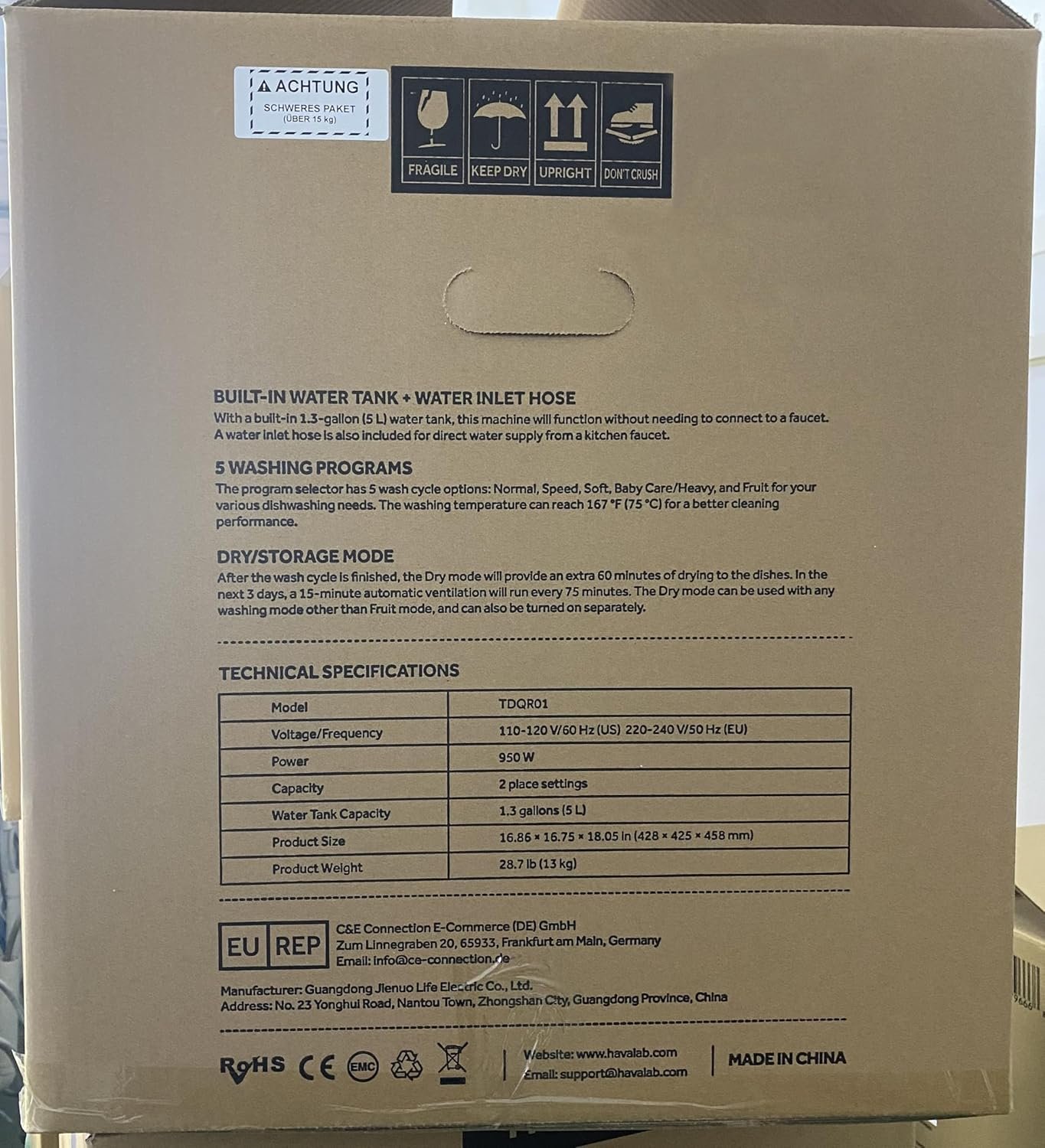 HAVA Countertop Dishwasher, 6 Programs Portable Dishwashers with 5L Built-in Water Tank, No Hookup Needed, Baby Care & Air-Drying Function for Apartments and RVs - Image 10