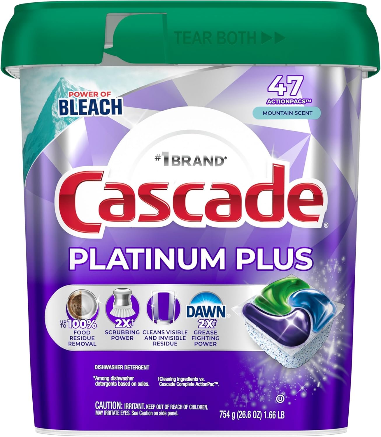 Cascade Platinum Plus Dishwasher Pods, Dishwasher Detergent, Dish Detergent Soap, Mountain, 47 Count - Image 9