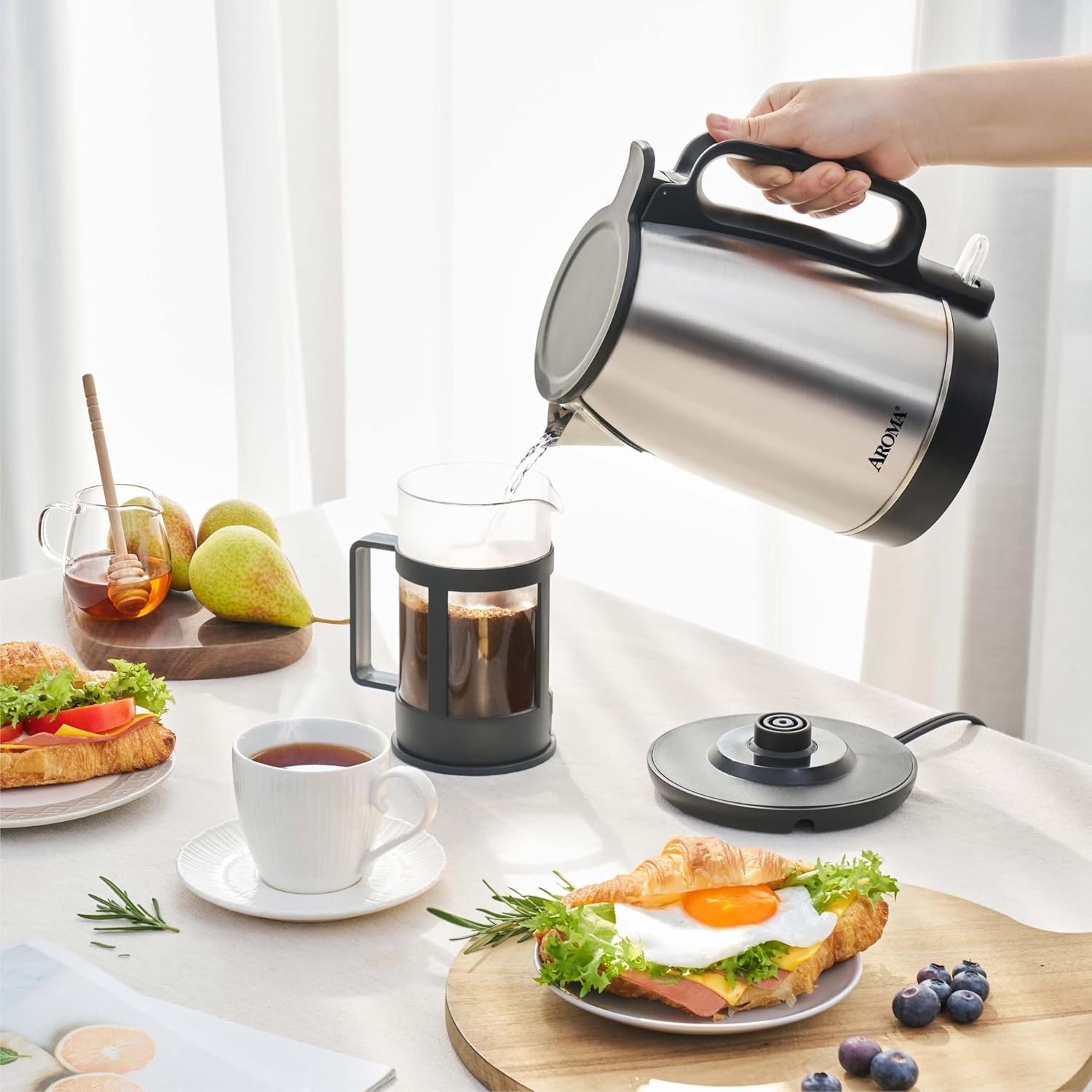 AROMA® 1.7-Liter Electric Kettle with Rapid Boil and Auto-Shut-Off in Stainless Steel (AWK-1401SB) - Image 6