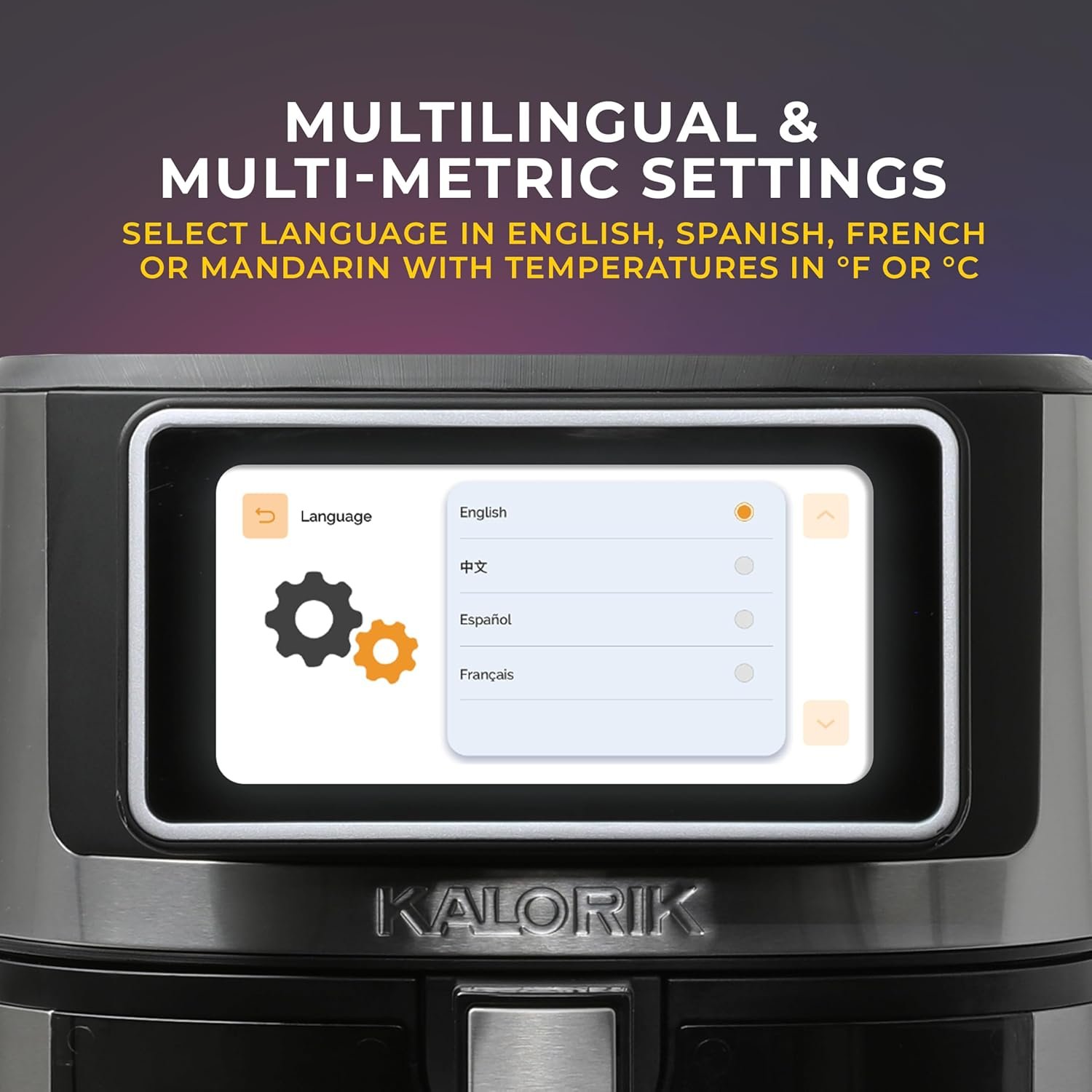 Kalorik Air Fryer VIVID TOUCH Series 7 Quart Capacity with High-Resolution Touchscreen 200 Cooking Presets in 12 Food Categories with View Window, 1500-Watts, Stainless Steel - Image 3