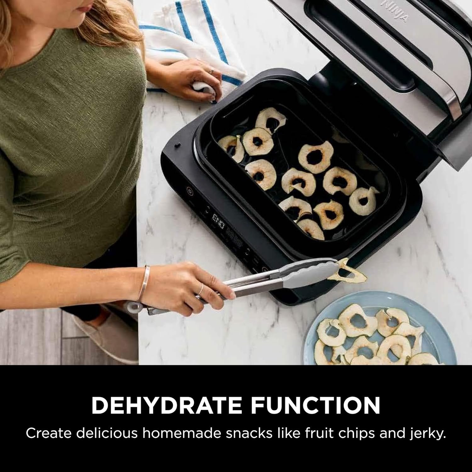 Ninja Indoor Grill, Foodi Smart XL 6-in-1 Indoor Grill with Air Fry, Roast, Bake, Broil & Dehydrate, Smart Thermometer, Black/Silver, FG551 - Image 10