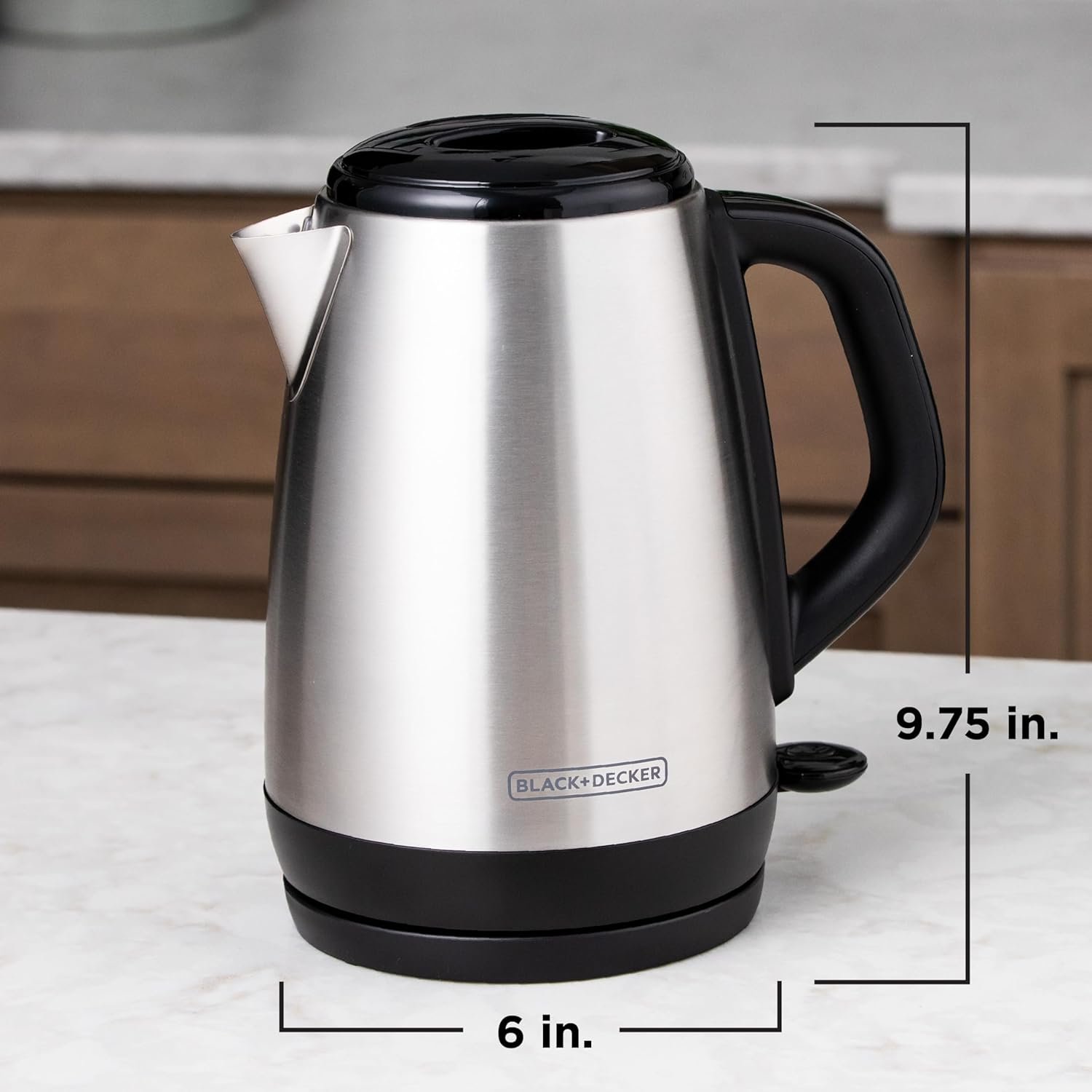 BLACK+DECKER 1.7L Cordless Electric Kettle, KE1700SD, Rapid Boil, Auto Shutoff, Stainless Steel - Image 8