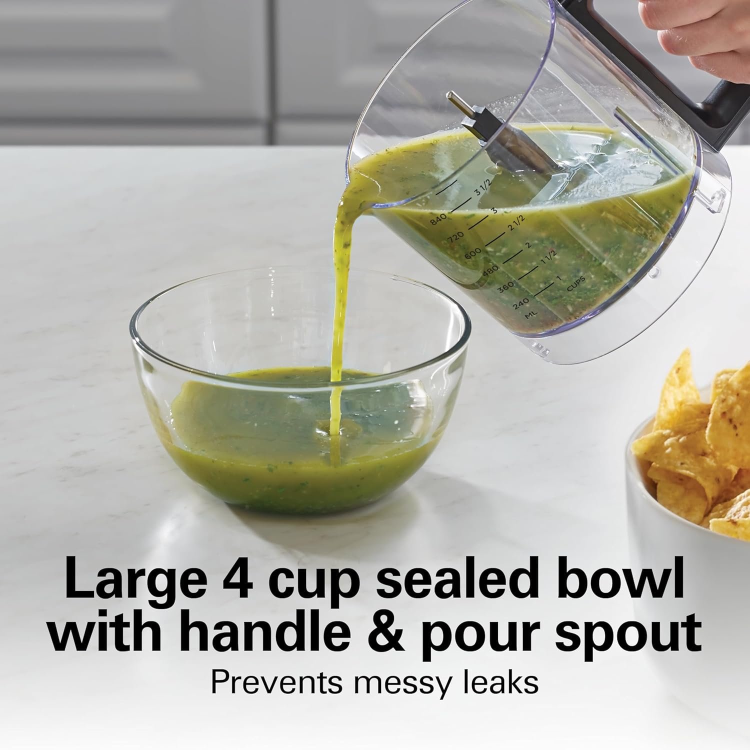 Hamilton Beach Powerful Cordless Mini Food Processor and Vegetable Chopper, 4 Cup Capacity, Fast Recharging, Includes Power Adapter, Chop, Puree, Emulsify, Grind, Dishwasher Safe Bowl, Black (72880) - Image 6