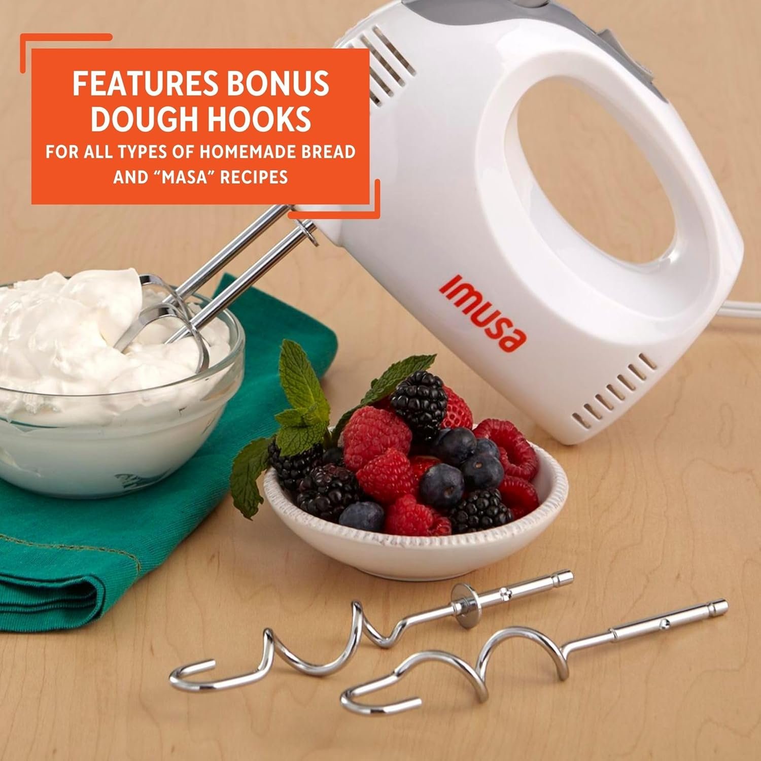 IMUSA USA Hand Mixer with Case 5-Speed ,White, Small - Image 4