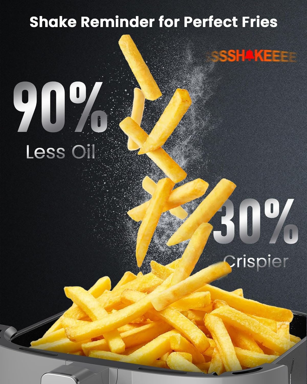 Nuwave Brio Plus Air Fryer 8 Qt, New & Improved, PFAS-FREE, 7 Digital One-Touch Cook Functions that AIR FRY, BAKE, ROAST, DEHYDRATE, TOAST, REHEAT, PREHEAT, 150 Presets, 50°F~400°F (Cool Gray) - Image 4