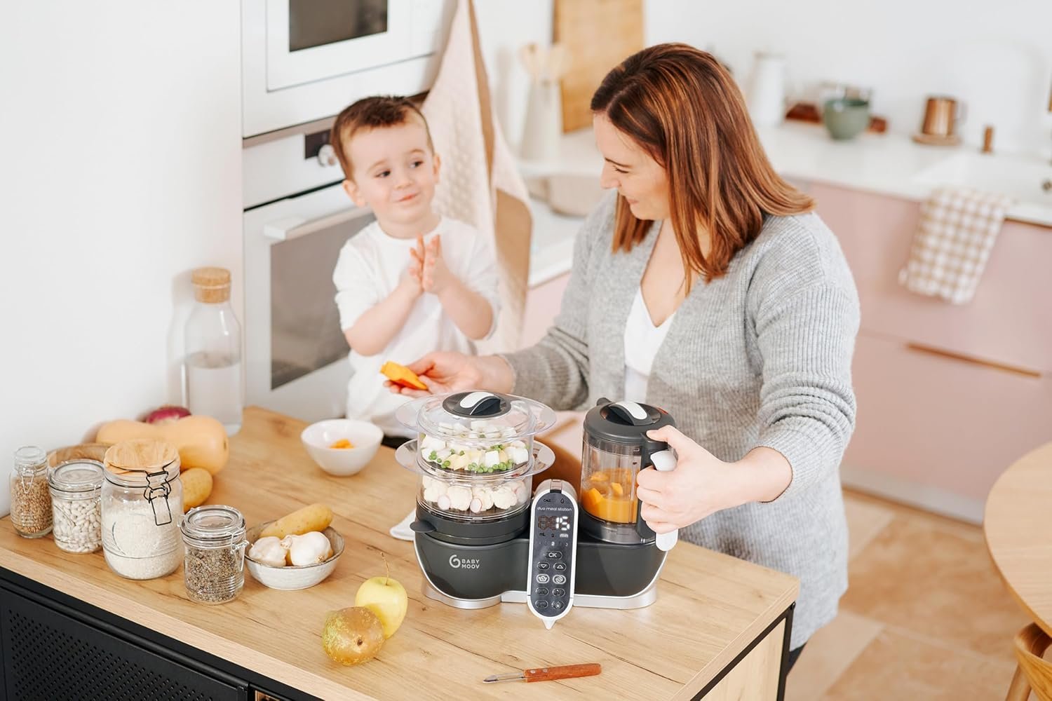 Babymoov Duo Meal Station Grey: Multi-Speed Baby Food Maker Steamer and Puree Blender, Baby Food Processor that warms & defrosts (Nutritionist Approved) - Image 2