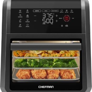 Chefman 12-Quart 6-in-1 Air Fryer Oven with Digital Timer, Touchscreen, and 12 Presets – Family Size Countertop Convection Oven, Dishwasher-Safe Parts