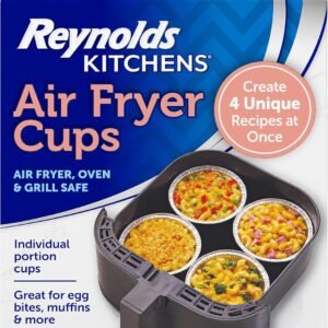 Reynolds Kitchens Air Fryer Cups, Easily Cook Individual Air Fryer Food and Non-Traditional Foods, Great for Meal Prepping and Picky Eaters, Oven-Safe and Grill-Safe, 10 Pack, 8 fl oz.