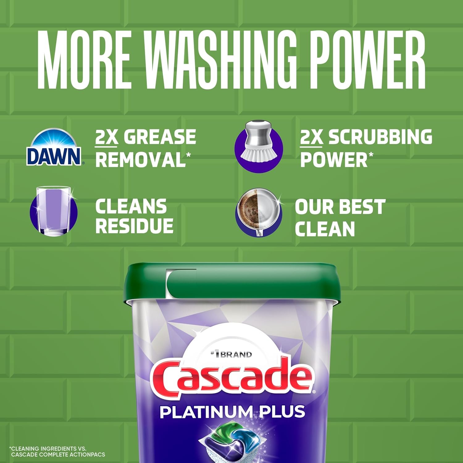 Cascade Platinum Plus Dishwasher Pods, Dishwasher Detergent, Dish Detergent Soap, Mountain, 47 Count - Image 3