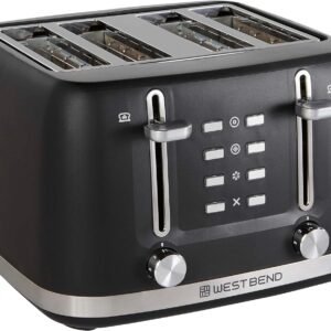 West Bend Toaster 2-Slice Extra-Wide and Deep Slots with 3 Functions and 7 Shade Settings Manual Toast Lift Lever Auto Shut-Off and Removable Crumb Tray, 1500-Watts, Black