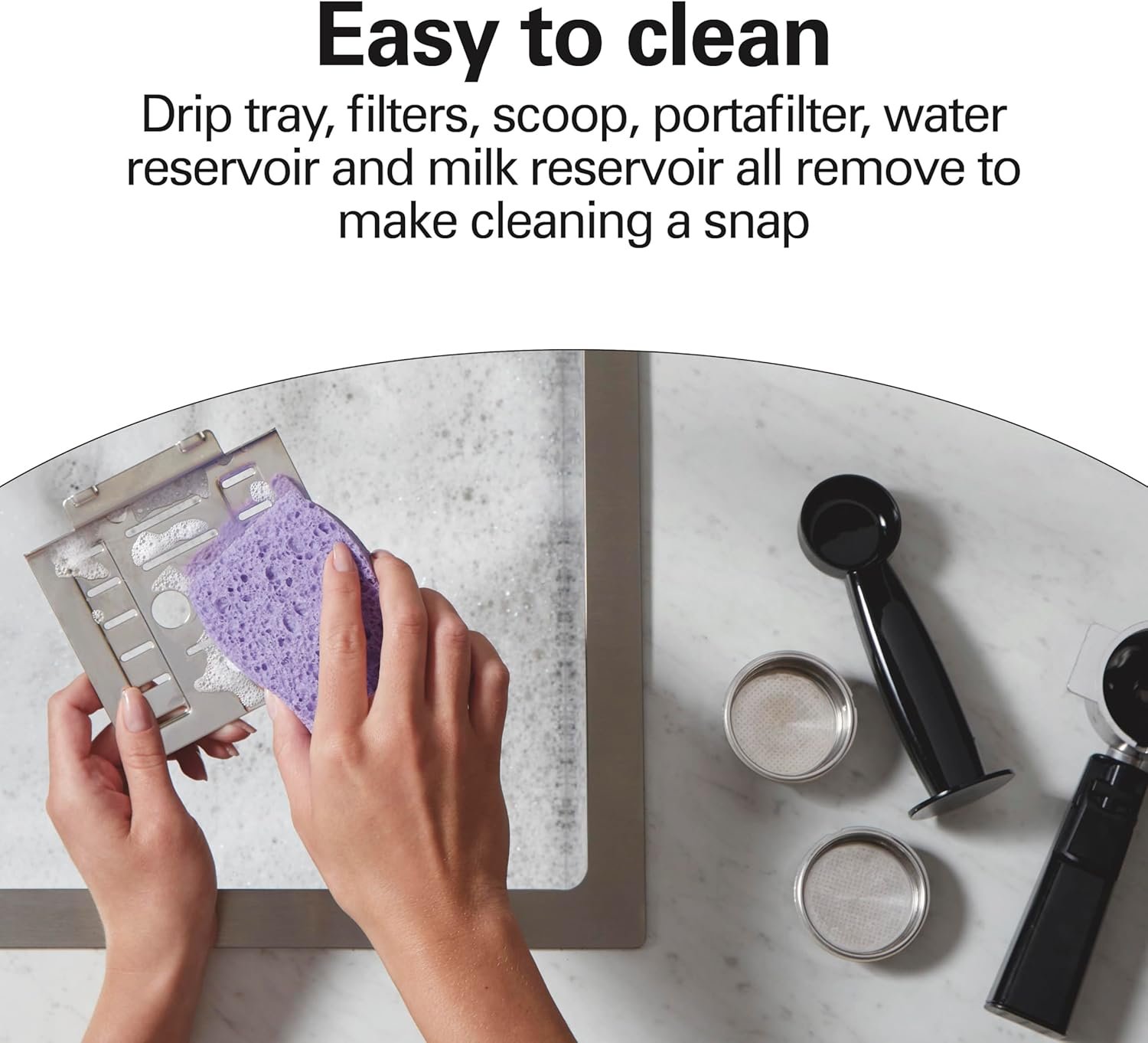 Hamilton Beach Slide and Lock Espresso Machine, Programmable Coffee Maker for Café-Quality Cappuccino & Latte, 15 Bar Pump, Milk Frother Steamer Wand, 70 oz. Removable Reservoir, Black (40750) - Image 7